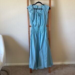 Faherty Blue Sleeveless Maxi Dress medium